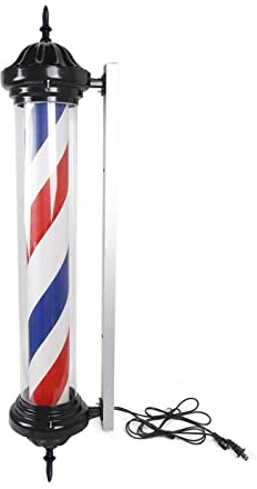 Lámparas de pared para exteriores retro Poste de barbero Luz LED Peluquería Peluquería Cartel abierto Giratorio Rojo Blanco Azul Raya Luz Montable en la pared for carteles de peluquería Restaurantes c