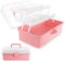 Farerkass Caja Organizadora de 3 capas, Caja Manualidades con Asa Cómoda, Caja Costura de Gran Capacidad, Caja Medicamentos Multifuncional para Almacenar Suturas, Medicamentos, Artesanías, Cosmético