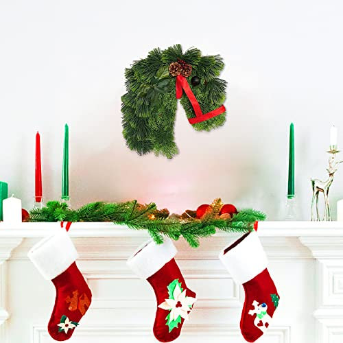 Weihnachtskranz mit doppeltem Pferd, für Weihnachten, Party, Heimdekoration