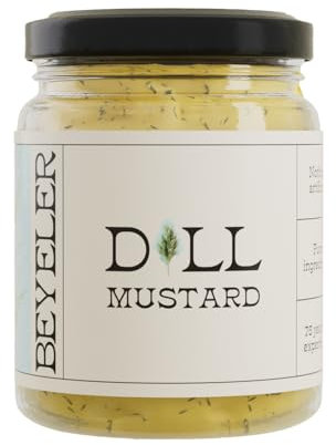 BEYELER® Dill Mustard | Gourmet Dill Senf | Geschmackvolle Dill Senf Sauce | Perfekt zu Fisch & Meeresfrüchten | Exzellente graved Lachs Sauce oder Fondue Sauce | 250 ml Glas