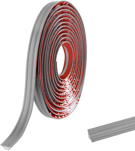 5M PVC Joint d'Étanchéité Autocollant Bordure de Finition Plan de Travail Cuisine Angle Mur, Joint Mur Intérieur Profil Finition Bande Finition Calfeutrage Moulure Plinthe,19mmx10mm Gris Mat