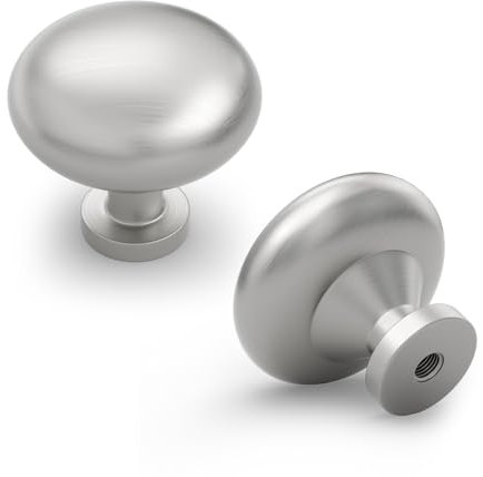 LONTAN 6 Stück Möbelknöpfe Silber, Rund Schrankknöpfe, Moderner Knauf für Schrank, Schubladen, Kommoden, ein Loch Möbelknopf, Schrank Knöpfe