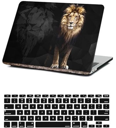 HLAAJJX Hülle für MacBook Air 15 Zoll M2 M3 Retina/Touch ID A2941 A3114, Plastik Hartschale Matt Case Cover& EU TPU Tastaturschutz für MacBook Pro 15.3 Zoll,Löwe