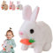 Mizijia Jouet Interactif Lapin de Paques, Bunny Interactif Réaliste, Peluche Lapin Realiste, Jouet Lapin de Pâques, Jouet de Lapin Électrique Animal, pour Câliner, Accompagner(Blanc)