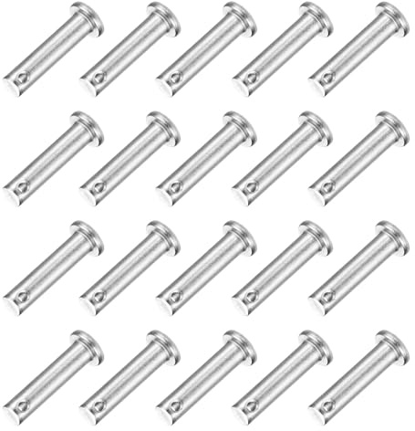 QUARKZMAN 20 Stück Steckbolzen M6 x 25mm Einloch Splintbolzen, 304 Edelstahl Flachkopf Anhängersplintbolzen für Anhängerschloss, Mechanikerreparatur, Möbelinstallation, Industrieanlagen