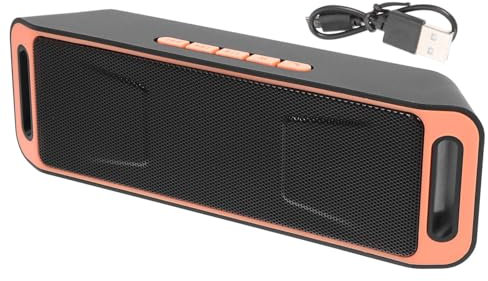 Lurrose Enceinte Portable Mini avec FM USB Et Subwoofer Enceinte Stéréo à Basses Profondes Orange