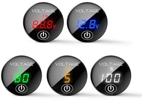 1pc 5V-48V LED-Panel Digital Auto Motorrad Voltmeter Batteriekapazitätsanzeige Voltmeter (mit Touch-Schalter)(Red)