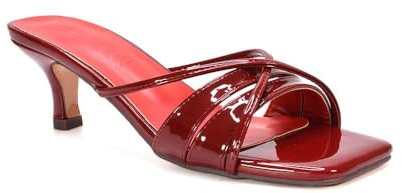 ESSEX GLAM Women's Low Kitten Heel Sandals Ladies Strappy Slip On Mule Open Toe Slide Shoes Size 3-8