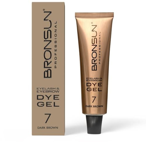 BRONSUN® Tinte en Gel Extra-Resistente para Pestañas y Cejas | Efecto Henna | Colorea Piel y Vello Hasta 7 Semanas | Fórmula Sin Amoníaco | Marrón Oscuro Nº7 – 15 ml