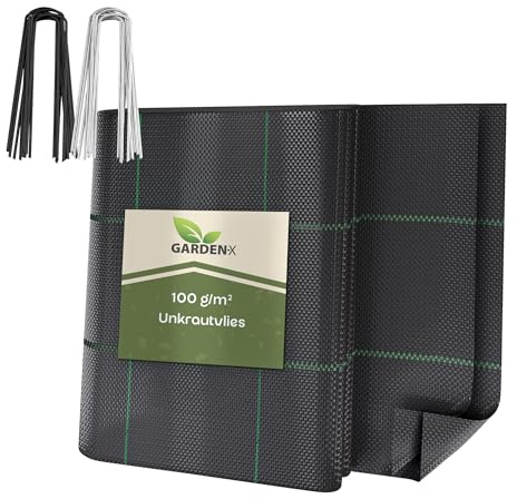 GARDENIX Unkrautvlies mit 50 Anker 4m² (0.4m x 10m) - Wasserdurchlässig 100g/m² - Schwarz UV-beständig Unkrautgewebe, Unkrautschutzfolie, Bodengewebe, Unterbodengewebe