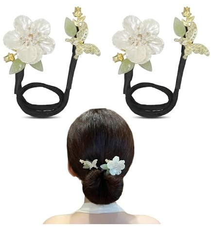 YAFIYGI Elegante Haarscheibe, Dutt-Maker, Kristall-Roller, französischer Stil, faule Lockenwickler, Twister-Clip für dünnes und langes Haar, Volumengebung, Zubehör, Blumen-Roll-Up-Gadget für
