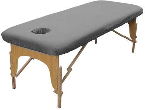 GAOUTO Bezug für Massageliege: 80 x 190cm Spannbezug für Massageliege Ölresistent, Waschbare Beauty Bettbezug mit Loch, Elastisches Massagetische Bezug für Kosmetik-Tische, Spa, Therapie-Bänke(Grau)