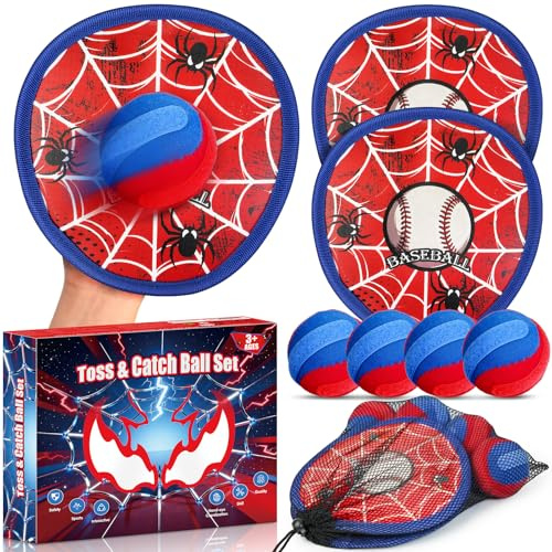 HaoVrisn Juguetes niños de Lanzar y Atrapar, Juegos Exterior Niños con Pelotas Autoadhesivas, Ideal Juegos para Piscina y Juguete de Playa, Perfecto Regalo Niño 3-12 Años
