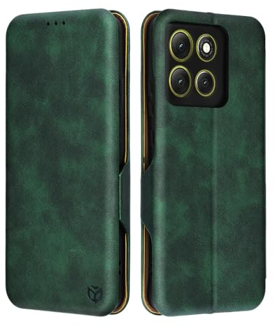 Techsuit für Motorola Moto G86 Flip Wallet Hülle mit Kartenfach, Ständer, 360 Schutz, Weiches Samtfutter, PU Leder, Safe Wallet Plus, Grün