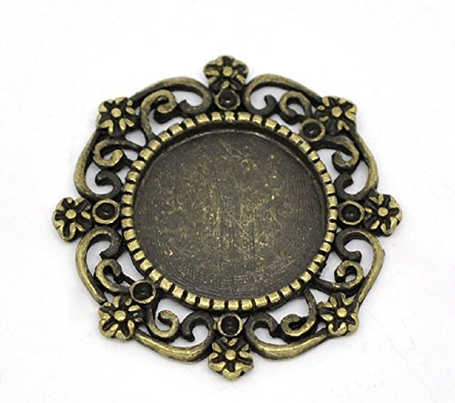 SiAura Material ® - 20x Anhänger Medaillon, Cabochon Fassung D. 14 mm, Bronzefarben
