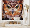 ABAKUHAUS Geometrisch Wandteppich und Tagesdecke, Geometric Mosaic Owl Art, aus Weiches Mikrofaser Stoff Wand Dekoration Für Schlafzimmer, 230 x 140 cm, Orange und Braun