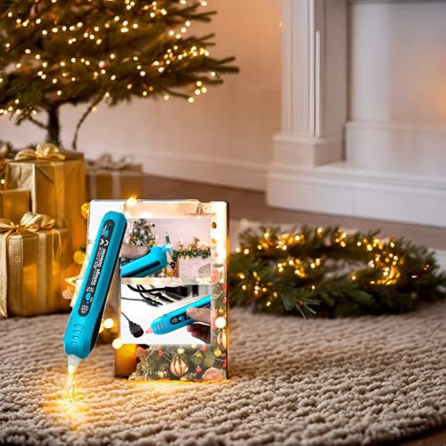 Allsun Christmas Light Tester Non Contact Voltage Tester Light Bulb&Fuse Detector 12-600 V AC Voltage Detector Christmas Light Fuse Checker Light Repairing Tool Blue