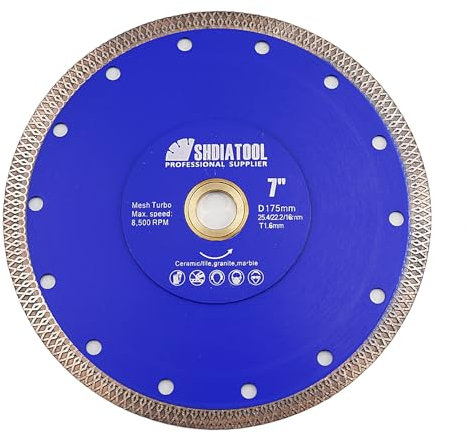 SHDIATOOL Diamond Cutting Disc X Mesh Turbo Rim Segment Hot-Pressed sintered Circular Saw Blade for Tile Marble Diameter 175mm (7)