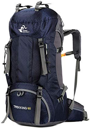 60 l wasserdichter ultraleichter verstaubarer Rucksack für Klettern, Angeln, Reisen, Wandern, Tagesrucksack, handlich, faltbar, Camping, Outdoor-Rucksack mit Regenschutz, Marineblau., 26.8 x 13 x 7.9