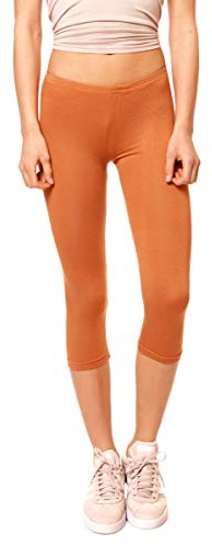 Easy Young Fashion - Damen Basic Capri Leggings - elastische 3/4 Baumwoll Viskose Stretch Hose 1077 - OneSize (XS-M)