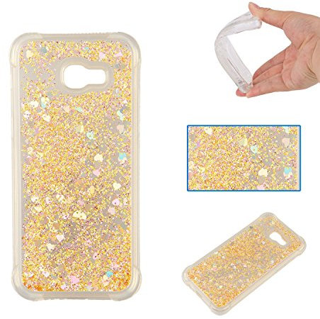 Handyhülle Galaxy A5 2017 Flüssigkeit, Glitzer Flüssig Bewegende Treibsand Fließend Flüssigkeit Glitter Quicksand Transparent Silikon Stoßfest Schutzhülle Bumper Case Hülle für Samsung Galaxy A5 2017