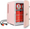Koolatron 4L Mini Fridge For Bedrooms 6 Can Table Top Small Fridge Retro 12V Portable Cooler Quiet Mini Fridges Compact Refrigerator For Skincare Food Drinks Beauty Kids Travel Home Car Work, Pink