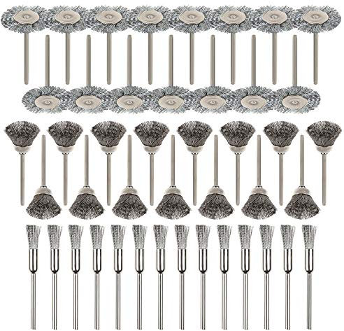 Bestgle Lot de 45 brosses en fil d'acier poli, nettoyage rotatif, outil pour outils rotatifs