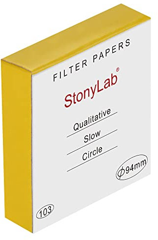 stonylab Carta da Filtro Qualitativa, 100 Confezioni di Cerchi di Carta Filtrante in Cellulosa a Flusso Lento con Ritenzione di Particelle da 10 Micron, Diametro 94 mm