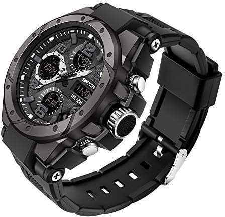 Herren Militär Uhr Digital Outdoor Sport Taktische Armee Armbanduhr Elektronische Armbanduhr Wasserdicht LED Leuchtende Stoppuhr Wecker Großes Zifferblatt Dual Time Analog Multifunktionsuhr für