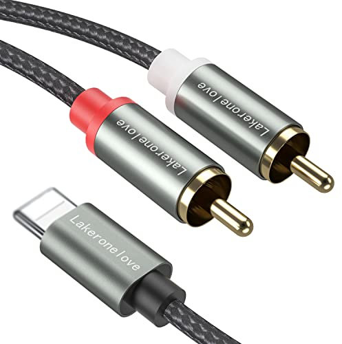 Lakeronelove Cavo Audio 2RCA Stereo Maschio a Maschio per Altoparlanti, DVD, Amplificatore Compatible con IP 13 13 Pro 13 Pro Max 13 Mini 12 12 Pro X XR XS (1M)
