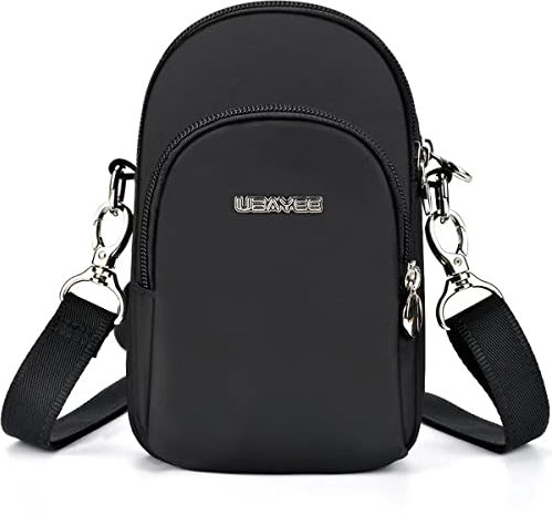UBAYEE Kleine Umhängetasche für Damen – Handytasche bis 7 Zoll, RFID Schutz, Multi-Fach Schultertasche für Reisen & Alltag (Schwarz)