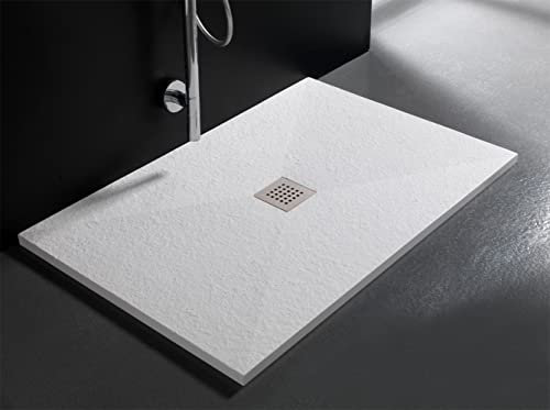Arredobagno e Cucine Plato de ducha 80 x 160 marmoresina efecto piedra altura 2,5 cm recortable desagüe incluido