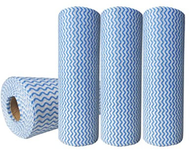 SUZZYVINE J Colth Roll, Reusable Cleaning Rolls,Soft and Quick Drying,4 Roll Blue Pack of 200.