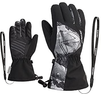 Ziener Kinder Laval Ski-Handschuhe/Wintersport | wasserdicht extra warm Wolle, black.grey mountain print, 4,5