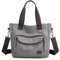 ZHIERNA Bolso de mano de lona para mujer, bolso de hombro cruzado vintage, bolso pequeño, bolsa de trabajo con asa superior con múltiples bolsillos, Gris, L, Bolsa de hombro de lona