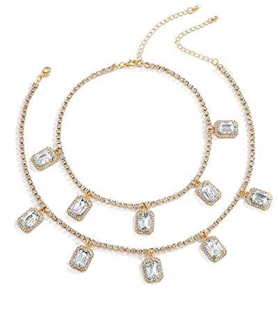 Stfery Halskette Damen 45CM, Halskette Damen Zirkonia Vergoldet Brillant Gold Frauen Schmuck Tochter Geschenk