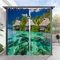 SK Studio 2 Stück Outdoor Vorhang Wetterfest Wasserdicht Sichtschutz Sonnenschutz Vorhang mit Strand-Ozean-Druckmuster für Balkon Terrasse Veranda Pergola Gartenlaube Stil 19, 253x241cm