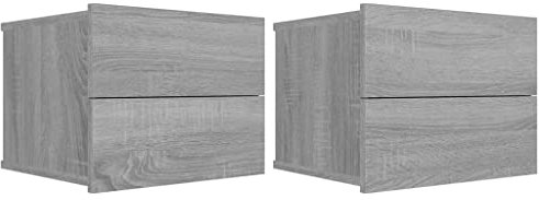 vidaXL 2X Nachttisch Nachtschrank Nachtkonsole Nachtkommode Schlafzimmer Schrank Kommode Nachtkästchen Hängend Grau Sonoma 40x30x30cm Holzwerkstoff