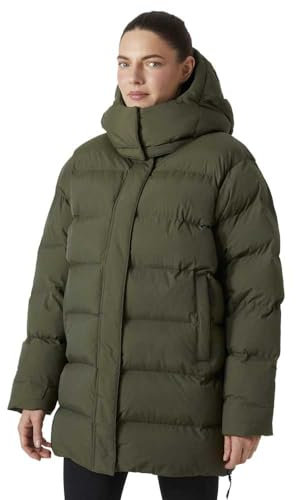 Helly-Hansen Aspire Puffy Parka d'hiver pour femme – Veste matelassée isolante résistante à l'eau – Longue et chaude à capuche – Duvet synthétique, 432 Vert, Medium