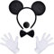 iZoeL Damen Maus Mouse Kostüm Haarreifen mit Maus Ohren + Handschuhe + Nase+Krawatte für Fasching Karneval Motto Cosplay Party