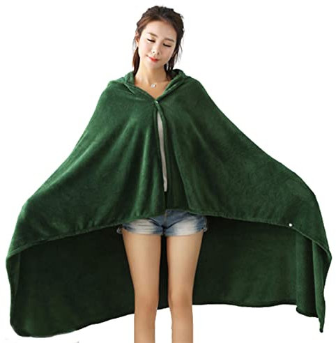 Kuscheldecke Flauschig Decke Sofa Decken Blanket Wohndecke Baumwolle Gewichtsdecke Mädchen Jungen Erwachsene Schal Cape Mit Kapuze Nickerchen (Green,1.7X1.1m)