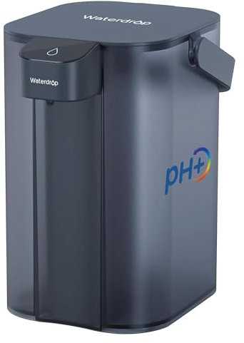 Waterdrop Alkaline Electric Water Filter Pitcher, Rechargeable Water Dispenser, Instant 200-Gallon 15-Cup Countertop System, NSF/ANSI 42, Reduce PFOA/PFOS, Chlorine, Lead, Blue, with 1 Filter