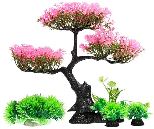 minkissy Combinación De Plantas De Simulación para Acuario Realistas Decoración para Pecera De Tortugas Hechas De Plástico Accesorios para Peceras para Plantas Artificiales De Acuario