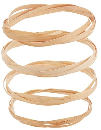 FINGERINSPIRE 4Pcs Rouleau de Bandes de Bambou pour Le Tissage 4 Styles de Bandes Plates en Osier de Bambou Naturel Mocassin Fines et Larges Bandes de Bambou en Rotin pour DIY de Paniers de Tissage