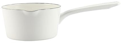 1.2L Milk Pan Milk Pot Tea Coffee Egg Boiling Pot Enamel Milk Pan with Wooden Handle, Nonstick Saucepan Mini Butter Warmer