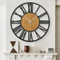 HAITANG Large Wall Clocks,Silent,Non Ticking,Battery Operated Big Retro Round Modern Wood Wall Clock for Living Room, Bedroom,Dinning Room,Farmhouse,Office,Home Decor-20IN(50cm, Black,Roman numeral)