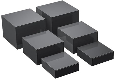 Folpus 6 × Acryl Buffet Riser Lebensmittel Riser für Buffet-Tisch, Cube Verschachtelung Riser, Desserts Display Stand, Hintergrund Schaumstoff Requisiten für Kosmetik, Schmuck, Collectibles, Schwarz