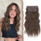 FESHFEN Clip in Extensions, 4PCs Lang Wellig Voller Kopf Haarverlängerungen mit Clips Synthetik Gewellt Kastanie Braun Haarextension Wavy Haar Extensions Clip in Haarteil für Damen 40 cm