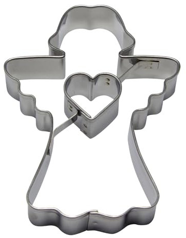 BekkiB - Emporte-pièce Linzer « Ange avec cœur » – env. 7,5 x 5,6 cm – Emporte-pièce ange en acier inoxydable passe au lave-vaisselle – Pour la cuisson des biscuits – 7726