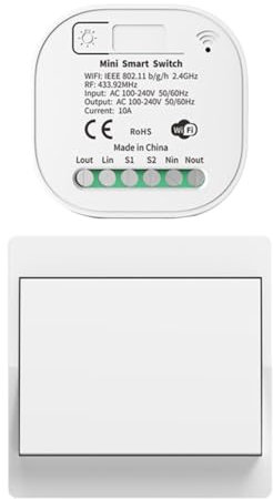 Cerhot 230V Tuya WiFi Smart Switch, set di interruttori della luce wireless, interruttore wireless, interruttore di controllo remoto, interruttore wireless per l'illuminazione domestica (EU 1Gang 1V1)